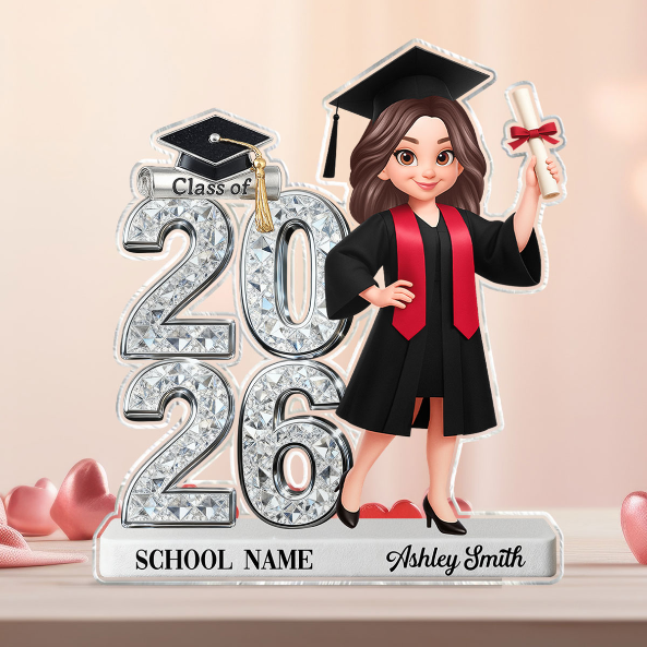 Shiny Effect Class Of 2026 2027 Senior 2d Flat - Personalized Acrylic Block Plaque - Graduation Gift For Graduates, Daughter, Son