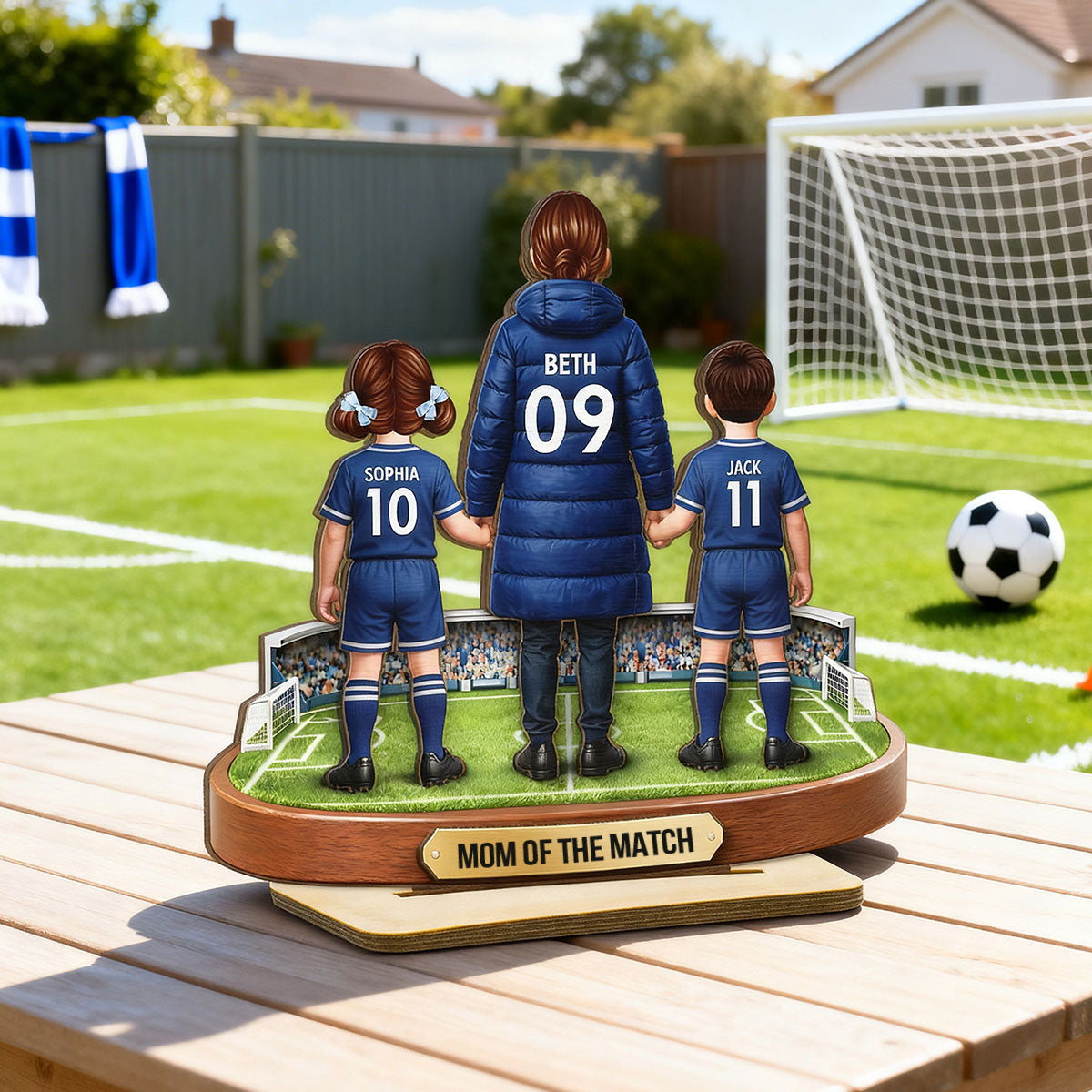 Mom Of The Match - Personalized 2-layered Wooden Plaque – Gift For Football Mom